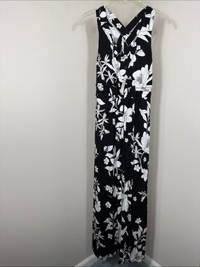 Isla Maxi Bra Dress by Soma Floral Black and White